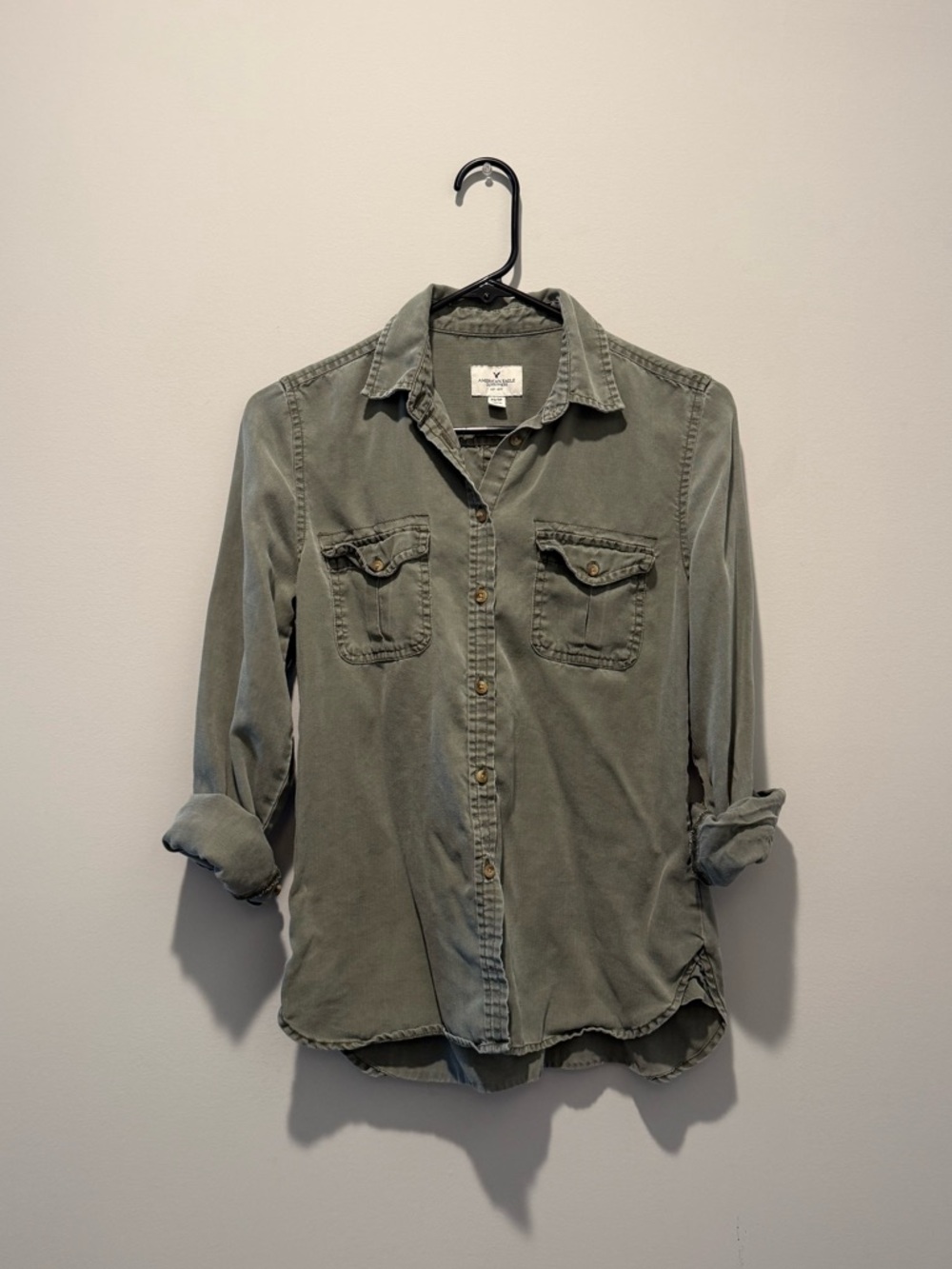 American Eagle Outfitters Sage Green Women's Button-Down Shirt